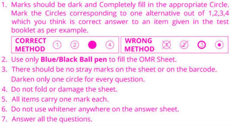 NMMS OMR Sheet Filling Instructions