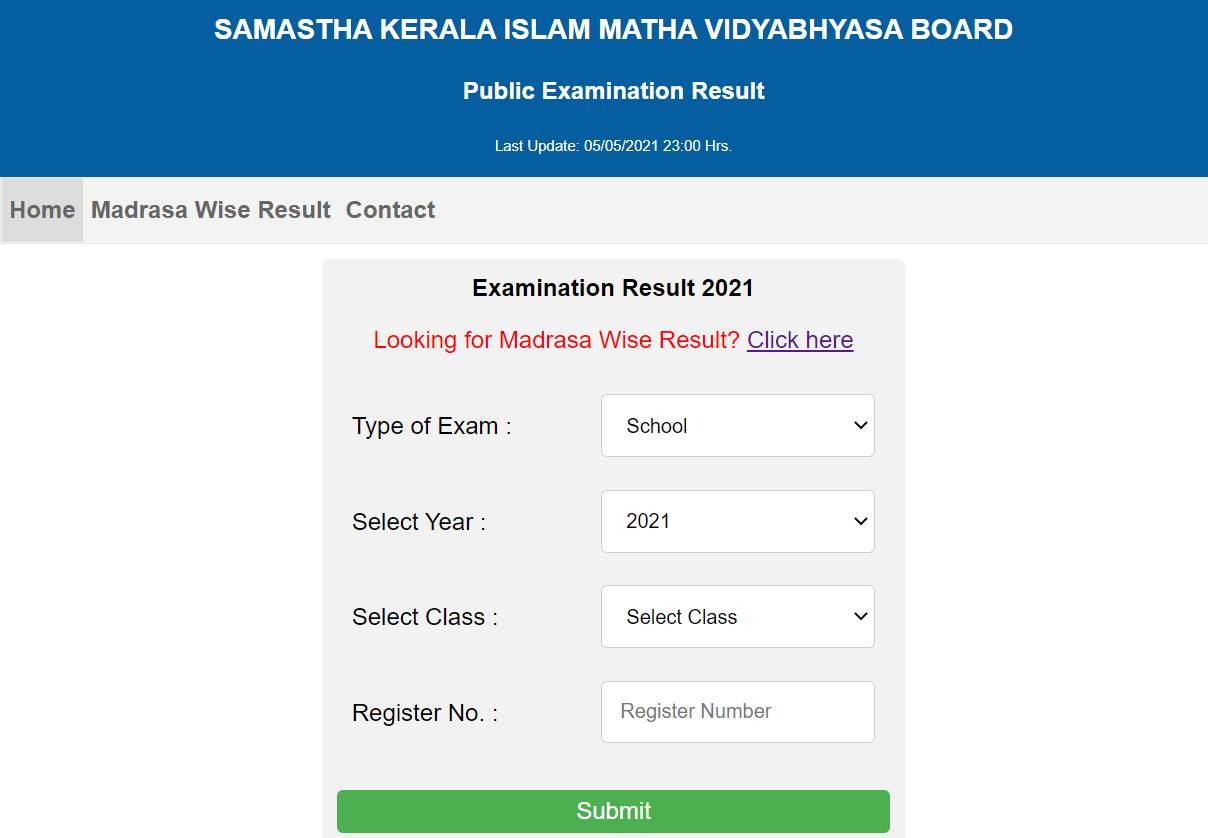 Kerala Samastha result window