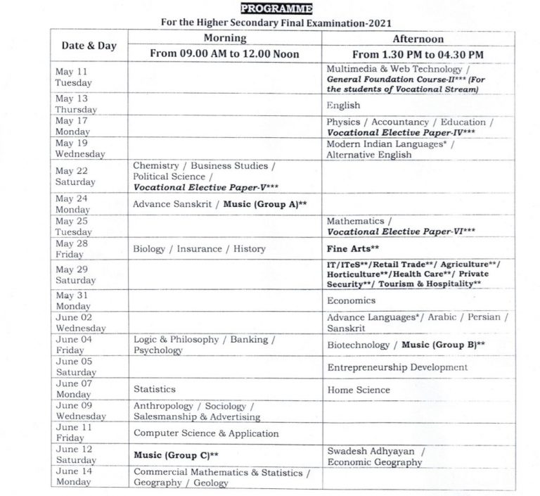 Assam HS Routine 2025 (Out) Download AHSEC Final Exam Date PDF for