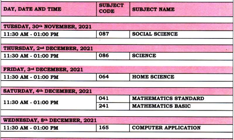 Time Table For 9th Class 2023