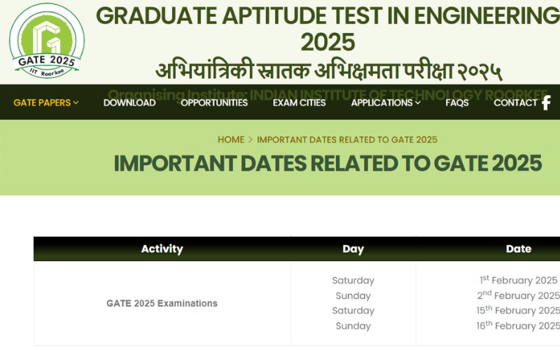 gate 2025 exam date snnounced